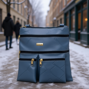 Borsa a Tracolla Delfina per Donna in Vera Pelle con Motivo Geometrico Vintage Invernale RFID per Uso Quotidiano - Product Image 2