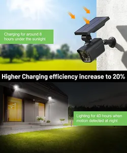 Wireless Solar Powered Wall Lights com câmera fictícias Solar Motion Sensor Lights Ip66 impermeável Solar Security Light Outdoor LED