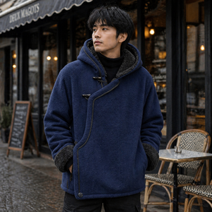 Men Casual Toggle Hooded <b>Coat</b> with Side Pockets Breathable Warm Winter Jacket for Comfortable Everyday Outdoor Activities - Product Image 1