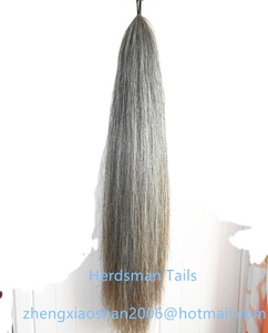 Extensión de cola de caballo falso, bucle Natural, gris medio, 70-75CM, doble espesor, con pelos de caballo Real, en venta - Product Image 3