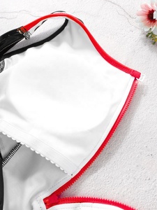 Traje de baño de una pieza para mujer con cremallera frontal, espalda cruzada, bloques de color y recortes, para natación deportiva y entrenamiento atlético, personalizado - Product Image 5