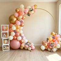 Support circulaire en métal doré pour arche de ballons, idéal pour décorations de mariage, anniversaire et guirlandes de ballons