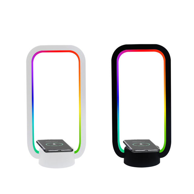 2022 NEW USB Powered 10W Mobile Phone Fast Wireless Charger Lamp RGB Wireless Remote LED Desk Lamp with Wireless Charger