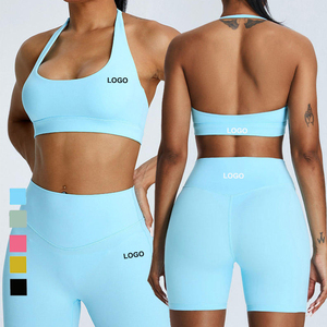 OEM taille haute Yoga Biker Shorts et soutiens-gorge de sport Ensemble dos nu Butt Lift Gym Fitness Wear Respirant Vêtements d'entraînement - Product Image 2