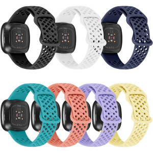 Bracelet Sport Loop Monocouleur en Silicone Hypoallergénique avec Trous d'Aération à Séchage Rapide pour <span class=keywords><strong>Fitbit</strong></span> <span class=keywords><strong>Sense</strong></span> Versa 3 – Vente en Gros - Product Image 2