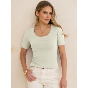 Suéter de Punto de Manga Corta para Mujer FOXA, Cuello Redondo, Informal, Básico, Suave, para Verano, Ropa de Trabajo, Primavera 2026 - Product Image 3
