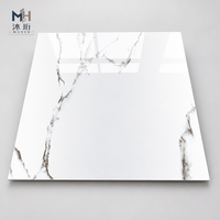 Carreaux de sol en porcelaine 600x600mm 24x24 pouces, entièrement émaillés, aspect marbre brillant, carreaux muraux en céramique carrés pour salle de bain et cuisine