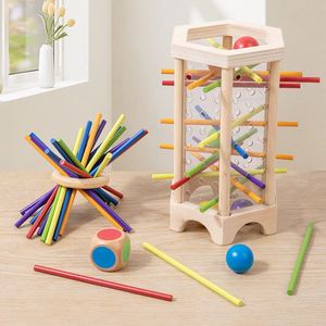Jeu de société éducatif de comptage personnalisé avec des bâtonnets en bois colorés, des dés et des balles pour les enfants de 4 à 6 ans - Entraînement à la mémoire - Product Image 4