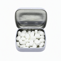 Boîte en fer blanc carrée personnalisée avec logo, 58x45x15mm, de qualité alimentaire, pour bonbons, chewing-gum et pilules, avec couvercle