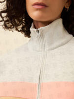 Sweatshirt Wanita Model Quarter Zip Motif Garis Pantai, Bahan Katun Poliester Berkualitas Tinggi, Sablon Custom OEM, Grosir Hodoie Wanita