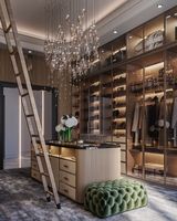 Vermonhouzz Armoire moderne de luxe avec cadre en aluminium et portes vitrées, ensemble de meubles de chambre à coucher, dressing avec éclairage LED