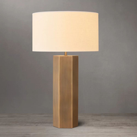 Lampe de table en laiton et lin, design moderne et minimaliste, colonne rectangulaire pour chambre et salon, fournisseur d'éclairage en gros, OEM ODM