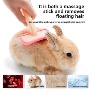 Brosse de toilettage pour lapins en silicone et gel, peigne pour poils flottants – Poils doux pour éliminer les poils lâches et réduire <span class=keywords><strong>la</strong></span> chute des poils chez les lapins nains - Product Image 4