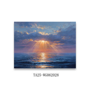 Abstrait bleu paysage 3D fait à la main mur Art peint à la main paysage marin peinture taille personnalisée peinture à l'huile sur toile - Product Image 6