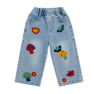 Nuovo stile di Jeans da ragazza per la primavera e l'autunno 2025 bellissimi pantaloni larghi a gamba dritta per ragazze - Product Image 1