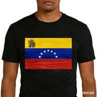 T-shirts sportifs surdimensionnés à manches longues avec drapeau du Venezuela, personnalisables en gros – 100 % coton, impression DTG/DTF/sérigraphie disponible, acceptée