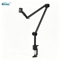 Support de microphone de bureau flexible avec rotation à 360° °   Support de bras pliable sans ressort en métal et plastique, design hybride, pour diffusion en direct
