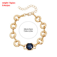 Collier pendentif vintage minimaliste en saphir bleu, chaîne à maillons circulaires plaquée or, ensemble de bijoux tendance pour femmes, vente en gros