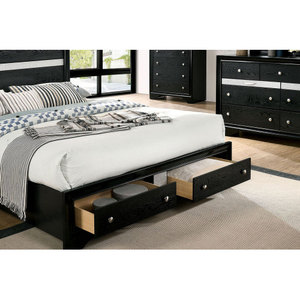 Modern Contemporary Queen Size <b>Bed</b> Black Solidwood <b>Bed</b> Bedroom Furniture Storage - Product Image 4