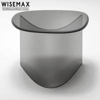 WISEMAX FURNITURE Table basse en verre transparent au design moderne, plateau en verre trempé noir, ensemble de table ronde centrale, meubles d'art pour la maison