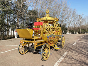 Carruaje de Princesa Cenicienta con Forma de Calabaza, Eléctrico, Dorado, Real, para Paseos Turísticos, Carruaje de Boda sin Caballos en Venta - Product Image 3