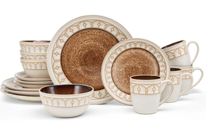 Vintage Brown Reactive Glaze Ceramic Dinnerware Set Plate Bowl Mug Set Geometric Border Kitchen Hotel Wedding Gift Wholesale - Product Image 2