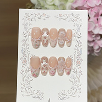 Faux ongles artisanaux 3D à pression, motif floral vintage, courts, moyens, ovales, vente en gros, ongles artificiels