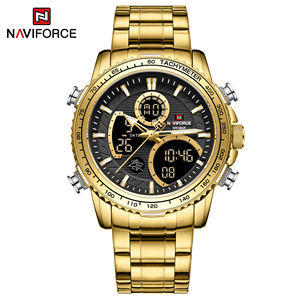 <span class=keywords><strong>NAVIFORCE</strong></span> 9182 2025 nuevo reloj deportivo para hombre, reloj de pulsera Original de lujo, relojes impermeables de acero inoxidable con doble pantalla para hombre - Product Image 1