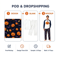 Ensemble de pyjamas familiaux personnalisés pour Halloween, pyjamas raglan avec photo de citrouille, vêtements de nuit effrayants par sublimation, dropshipping, MOQ 1