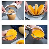 2 In 1 Mango Peeling Separator Pawpaw Graven Roestvrijstalen Dunschiller Handleiding Mango Snijmachine Fruitblokjes Cutter Keuken Accessoires