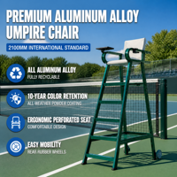 Chaise d'arbitre aux normes de compétition, en alliage d'aluminium, 100% recyclable, chaise portable pour arbitres pour terrain de tennis, terrain de badminton