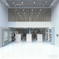 Étagères de Pharmacie Modernes Personnalisées avec Éclairage LED et Paniers Suspendus Éclairage LED - Mobilier de Magasin de Détail Personnalisable Écologique