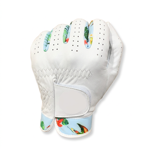 Gant de golf unisexe respirant à doigts entiers compatible avec les écrans tactiles, en cuir véritable, main droite, imprimé floral, fermeture à enfiler - Product Image 3