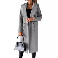 Manteau long matelassé pour femme, col à revers cranté, double boutonnage, élégant, en mélange de coton, coupe-vent, pour l'hiver