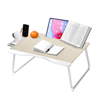 SAIJI Vente en gros Bureau d'ordinateur portable classique pliable multifonction avec support de lecture, taille plus, en teck noir, table d'ordinateur portable pour enfants, étude