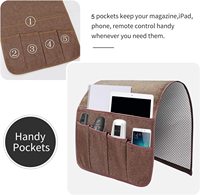 Organisateur d'accoudoirs de canapé, support de télécommande pour canapé inclinable, caddie de fauteuil avec 5 poches pour Magazine tablette téléphone