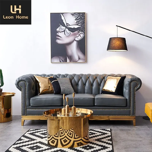 ソファ高品質高級アンティークチェスターフィールドソファ本革リビングルーム - Product Image 2