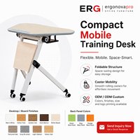 Table de formation moderne pliable en MDF avec roulettes, bureau mobile pour salle de réunion, table à plateau rabattable, mobilier de bureau, d'école ou d'atelier peu encombrant