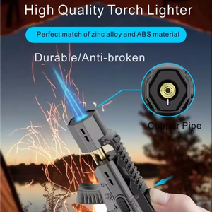 Encendedor de llama azul fresco para barbacoa, encendedor de chorro de butano de alta temperatura de 360 grados en forma de pistola para cigarrillos - Product Image 5