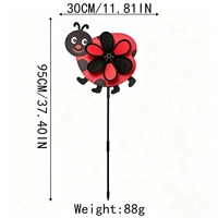 Tourniquet à vent Coccinelle pour jardin, décoration cinétique d'extérieur pour pelouse et cour, vente en gros 30x95cm