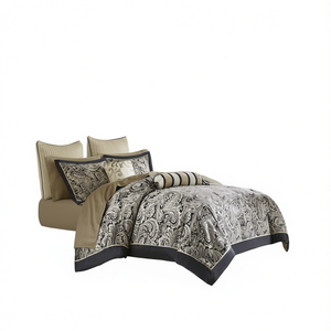 Ensemble de couette 12 pièces en coton imprimé réversible, style classique, literie toutes saisons pour usage domestique - Product Image 1