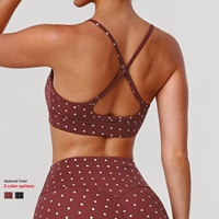 Sujetador Deportivo de Yoga con Estampado de Puntos, de Spandex y Nailon, con Efecto Push-Up, Absorción de Impactos y Soporte Alto, para Correr, Gimnasio y Fitness