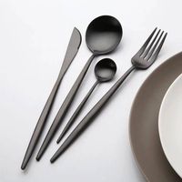 Ensemble de couverts en acier inoxydable 304 noir mat, qualité alimentaire, durable, design élégant, style portugais, pour mariage