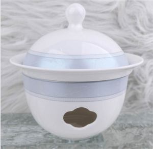 Ensemble de tasses en porcelaine fine pour hôtel, bord argenté, motif marbré, design moderne, durable, compatible lave-vaisselle et micro-ondes, couvercle à charnière, cadeau en céramique - Product Image 5