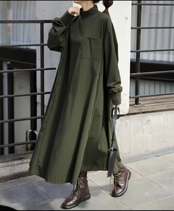 Nuevo Vestido Maxi de Punto Acanalado de Manga Larga, Estilo Coreano, Holgado, Tallas Grandes, Casual, Largo por Encima de la Rodilla, Moda Otoño - Product Image 2