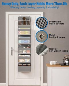 6 rak belakang pintu gantung penata untuk mainan popok kamar tidur Camper RV lemari kamar mandi abu-abu di atas pengatur pintu - Product Image 5