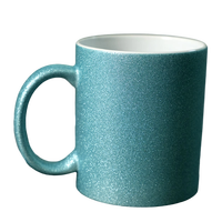 Prix usine coloré changeant tasse en céramique 11 oz blanc Sublimation coeur rouge poignée ronde paillettes tasse magique