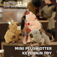 Porte-clés jouet en peluche douce, mini, imprimé numérique, écologique, motif castor et loutre marine, pour Halloween