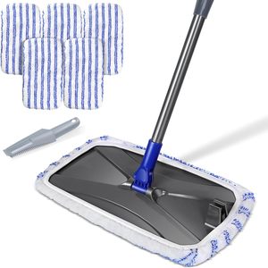 Serpillère plate en microfibre CF Extended Wet Dry Large 5 <span class=keywords><strong>avec</strong></span> poignée télescopique et 5 tampons réutilisables pour le nettoyage des sols, livrée <span class=keywords><strong>avec</strong></span> 1 raclette de nettoyage - Product Image 1