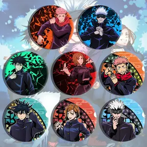 Venta al por mayor personalizado 58mm Jujutsu Kaisen 3D cambio Flip insignias Gojo Satoru Anime movimiento móvil pines botón insignias hojalata regalo